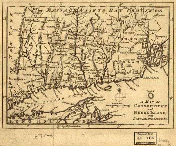 Summary: Shows Fairfield, New Haven, and New London counties in Connecticut, towns, roads, rivers, and place names in Connecticut, Rhode Island and part of Long Island. Includes copper mine near Simsbury, Conn. Also shows relief. From The Gentleman's mag