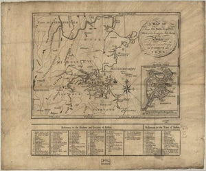 1775 mapVintage map of forty miles north, thirty miles west, and twentyfive miles south of Boston, including an accurate draft of the harbour and town. References to the harbour and environs of Boston, - New York Map Company