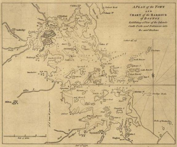 1775 Map| Map of the town and chart of the harbour of Boston : exhibit - New York Map Company