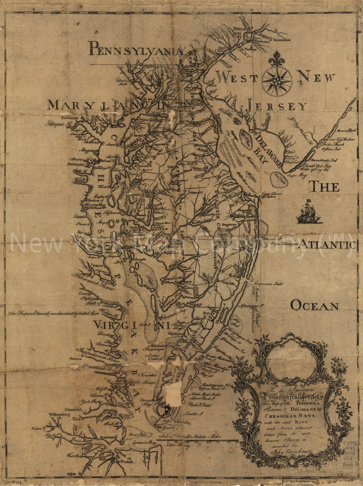 1778 map This map of the peninsula between Delaware and Chesopeak Bays, with the said bays and shores adjacent drawn from the most accurate surveys. To the American Philosophical Society. Map Subjects: Chesapeake Bay | Chesapeake Bay Md And Va | Delmarva