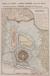 1788 map Plan of the post at Great Bridge, on the south branch of the Elizabeth River, Virginia, establish'd the 5th February 1781. Map Subjects: Great Bridge Chesapeake | Great Bridge Chesapeake | Va | History | Revolution | Virginia