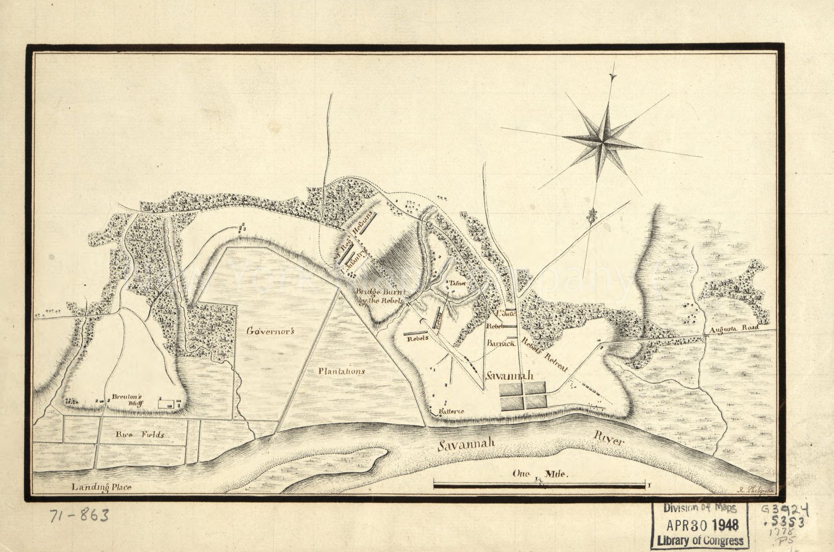 1778 map Taking of Savannah in Dec. 1778. Map Subjects: Georgia | History | Revolution | Savannah | Savannah Ga |