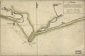 1780 map Plano del Pto. de la Movila situado en la latd. N. de 30? 10? tomado á los Ings., el día 14 de marzo de 1780. Map Subjects: Alabama | Coasts | Gulf Coast Ala | Mobile Bay | Mobile Bay Ala |