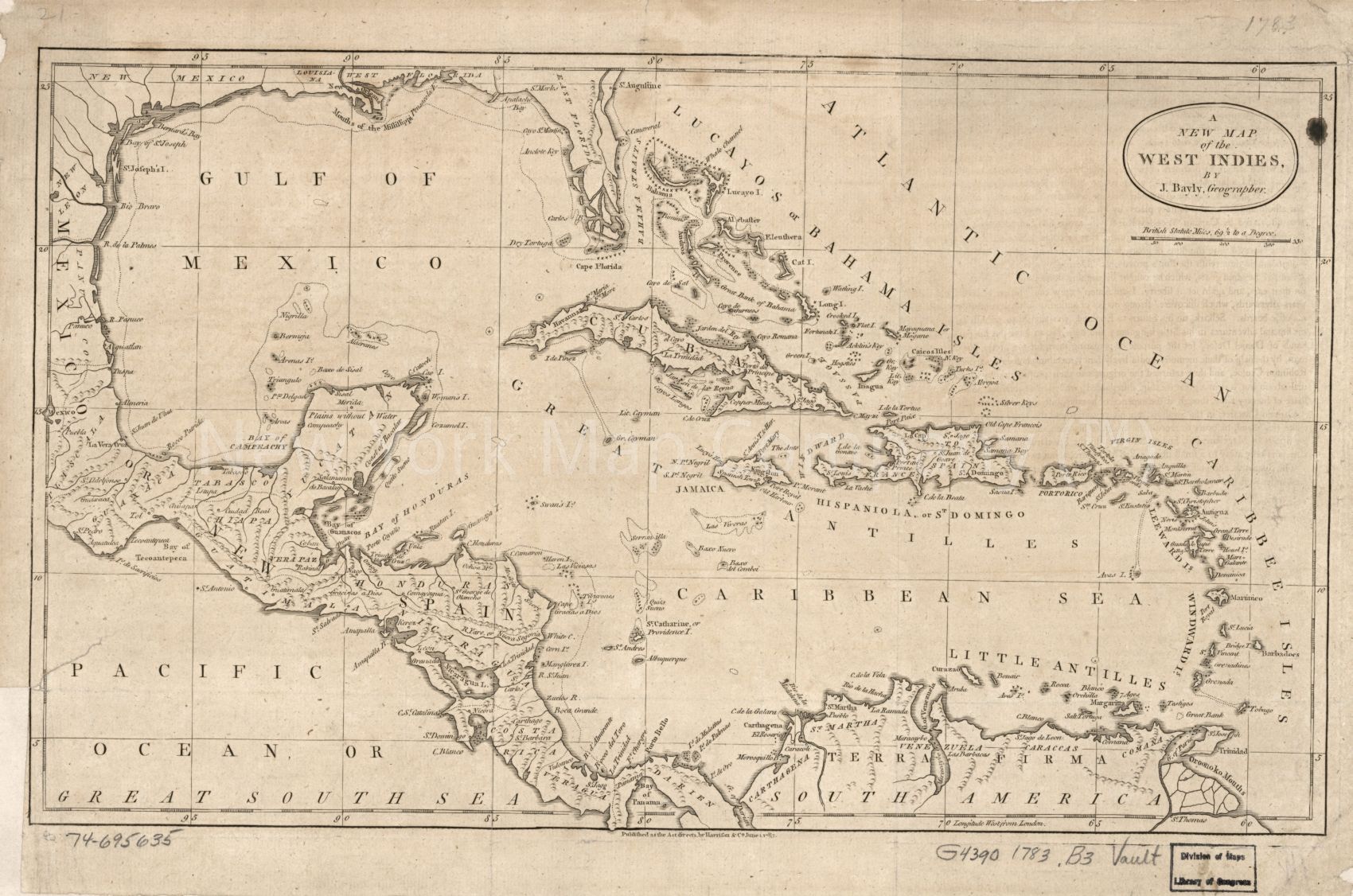 1783 map A new map of the West Indies,. Map Subjects: Caribbean Area | West Indies