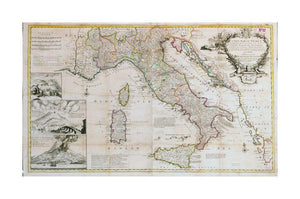 1714 Map Italy A new of Italy distinguishing all the sovereignties in it, whether states, kingdoms, dutchies, principalities, republicks, andc: with the post roads, and many remarks not extant in any map Relief shown pictorially. Prime meridians: London - New York Map Company