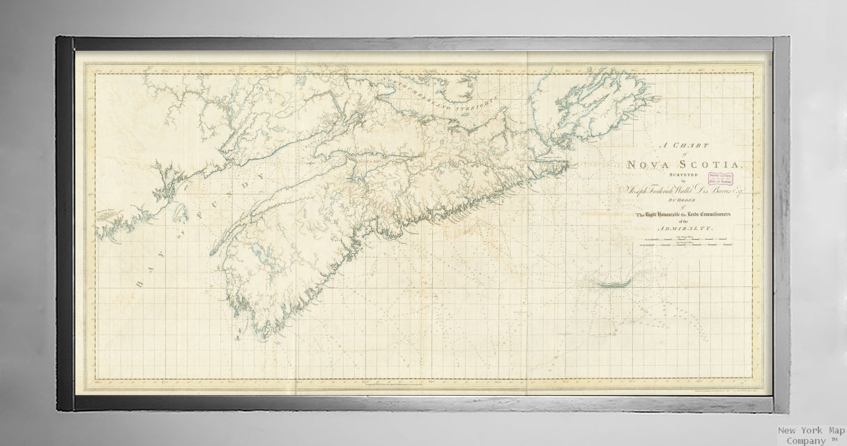 1775 Map - A chart of Nova Scotia Canada|Vintage Antique Reprint Historic Map - New York Map Company