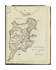 1775 Map Boston A new and correct plan of the town of Boston As an example of late 18th-century British journalistic cartography, this is a reduced version of Page's original Map | of Boston. Using pictorial symbols, it shows Charlestown in ruins followi - New York Map Company
