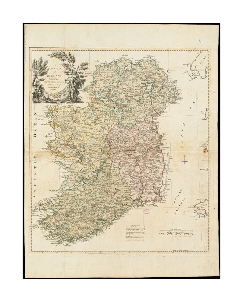 1777 Map Ireland A new of Ireland divided into provinces, counties, andc Relief shown pictorially.