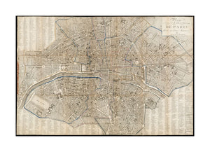 1811 Map France | Île-de-France | Paris Plan routier de la ville et fauxbourgs de Paris divise? en douze mairiea Nouveau plan de Paris Oriented with north towards the upper left. Includes index.