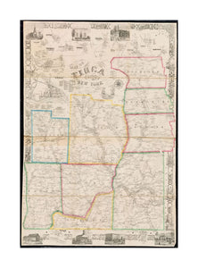 1855 Map New York | Tioga | of Tioga County, New York: from actual surveys Includes 13 insets and 7 ill. of buildings.