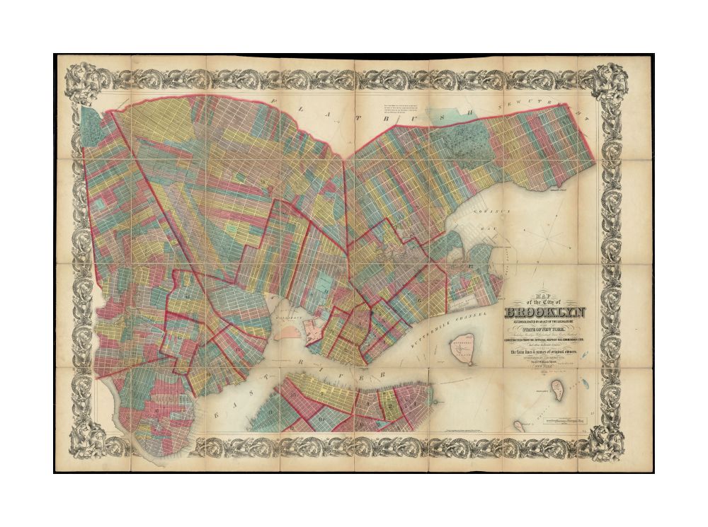 1855 Map New York | New York | Brooklyn of the City of Brooklyn as consolidated by an act of the legislature of the State of New York: including Brooklyn, Williamsburgh, Green Point and Bushwick, constructed from the official maps of the Commissioners, a