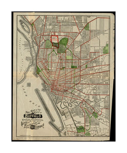 1901 Map New York | Erie | Buffalo New of the City of Buffalo Red overprint shows railroads and the Pan-American Exposition.