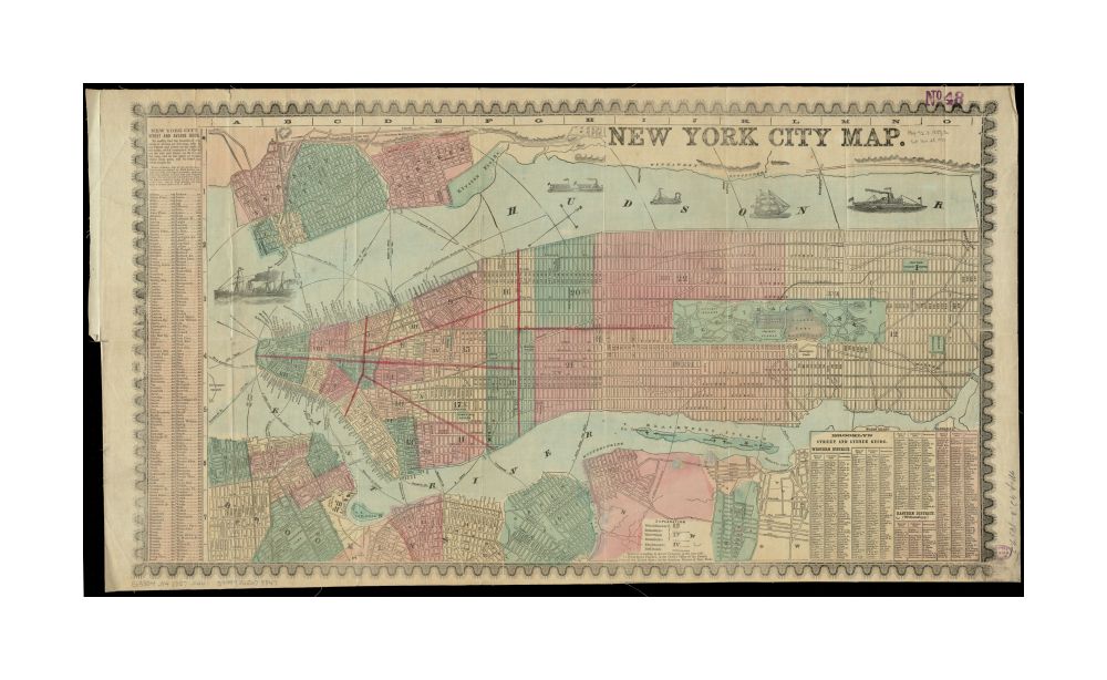 1857 Map New York | New York | Jersey City New York City map Covers Manhattan below 132nd Street, Brooklyn north of Union Street and west of Fifth or Union Avenues, and part of western Queens, all in New York (N.Y.); also covers Jersey City and Hoboken i