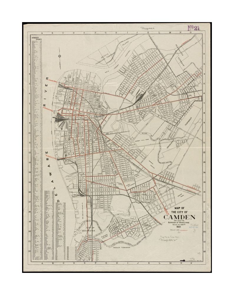 1921 Map New Jersey | Camden | Wood-Lynne of the City of Camden and also the Borough of Wood Lynne Includes street index.
