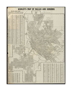 1918 Map Texas | Dallas | Dallas Worley's of Dallas and suburbs Includes street index.