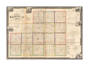 1857 Map Ohio | Medina | of Medina Co., Ohio BPL copy assembled, sectioned into 3 pieces and mounted on cloth. "Entered according to Act of Congress in the year 1854 by Robert Pearsall Smith in the Clerks Office of the District Court of the Eastern Court