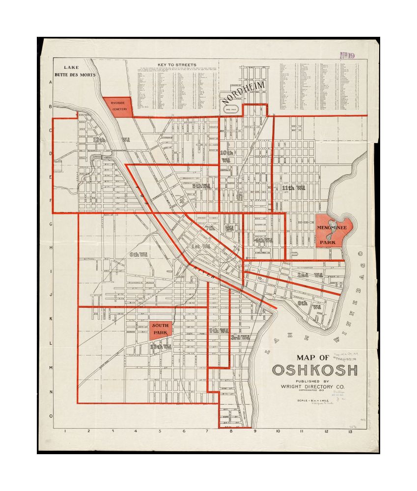 1919 Map Wisconsin | Winnebago | Oshkosh of Oshkosh Includes street index.
