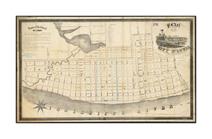 1835 Map Missouri | Saint Louis | Plan of the city of St. Louis Plan of the city of Saint Louis Oriented with north toward the upper right. Includes text on "Limits of the city of St. Louis" and references to 21 buildings. "Survey ordered July 10th, 1823