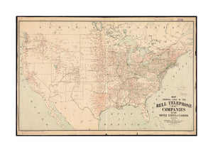 1904 Map United States showing lines of the Bell telephone companies in the United States and Canada: July 1st, 1904