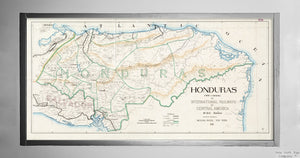 1917 Map Honduras from a drawing by International Railways of Central America