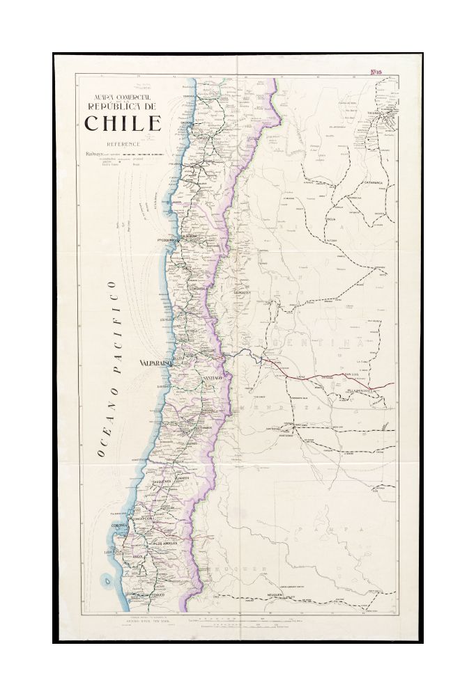 1917 Map Chile Mapa comercial de la Repu?blica de Chile