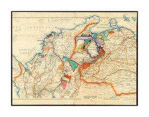 1910–1923 Map Venezuela | Colombia of parts of Venezuela and Colombia Boston Public Library copy may be missing sheets or parts to the left and right of the map. Accompanied by 2 sheets with key to land owned by oil companies.