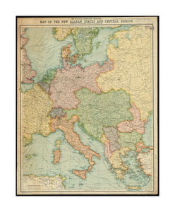 1914 Map Central Europe | Balkan Peninsula The National Geographic magazine of the new Balkan states and Central Europe Map | of the new Balkan states and Central Europe Issued with National Geographic magazine, vol. 26, no. 2, August, 1914.