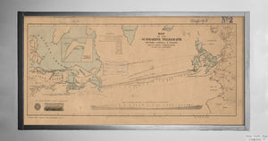 1857 Map North America | Atlantic Ocean of the submarine telegraph between America and Europe, with its various communications on the two continents Inset: Harbour of St. John's, Newfoundland. Includes distance chart, "Profile of the bottom of the Atlant