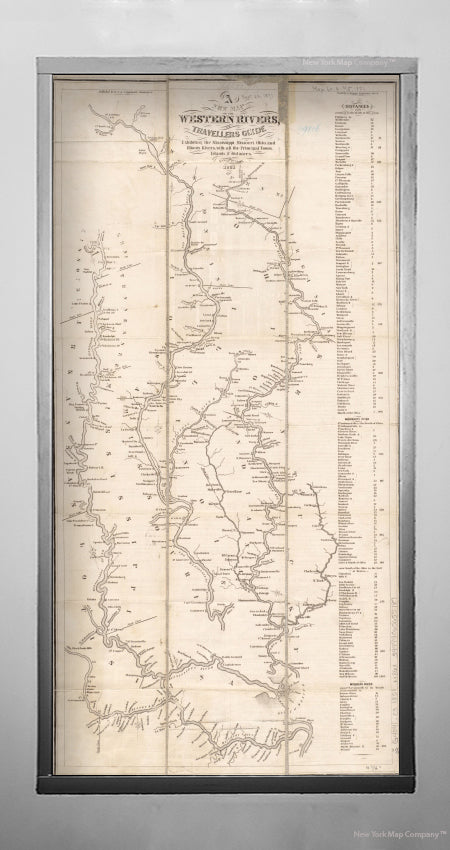 1851 Map Mississippi River | Illinois | Illinois (river) | A new of the western rivers, or, Travellers guide: exhibiting the Mississippi, Missouri, Ohio, and Illinois rivers with all the principal towns, islands and distances Travellers guide Includes di