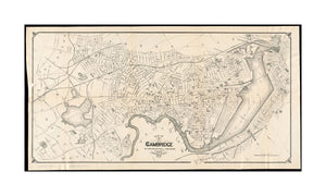 1895 Map | Middlesex | Cambridge of Cambridge Shows city wards and lines, some buildings, and radial distances from City Hall. From: The Cambridge directory, 1895. Oriented with north toward the upper left. On verso: advertisements.