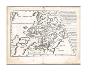 1525 Map Scandinavia Tab. nova Norbegiae et Gottiae Tabula nova Norbegiae et Gottiae Map | of Scandinavia. Relief shown pictorially. Includes names of places and natural features. Descriptive text within ornamental borders on verso. In margin: Climatic a - New York Map Company