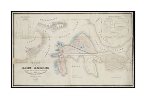 1837 Map East Boston Plan of East Boston showing the land and water lots sold and unsold: also all buildings and other improvements Oriented with north toward the upper right. "On stone by J.E. Moody." Includes tabular statements of lots.