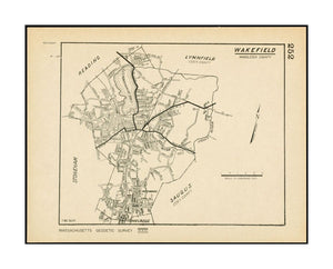 1930–1939 Map | Middlesex | Wakefield Wakefield, Massachusetts Map | is presumed to be a sheet (page 252) from a larger atlas. Map | done by Works Projects Administration, later Works Progress Administration, depicts Wakefield, presumably between 1935 an