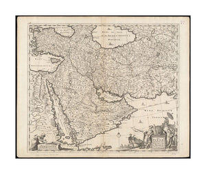 1680 Map Middle East Nova Persiae Armeniae Natoliae et Arabiae Collection of old maps Relief shown pictorially. Illustrated title cartouche; sea decorated with ships. - New York Map Company