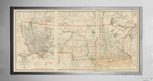 1891 Map North Dakota|South Dakota|Montana|Minnesota|Great Plains of the Departm