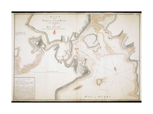 Map Canada | New Brunswick | Saint John | Maine PLAN of the HARBOUR and Part of the RIVER S.T JOHNS in the BAY of FUNDY Sounding depths are given. shows title to left of upper centre with red stamp of R.U.S.I. beneath. Shows "Scale 300 Yards to an inch"