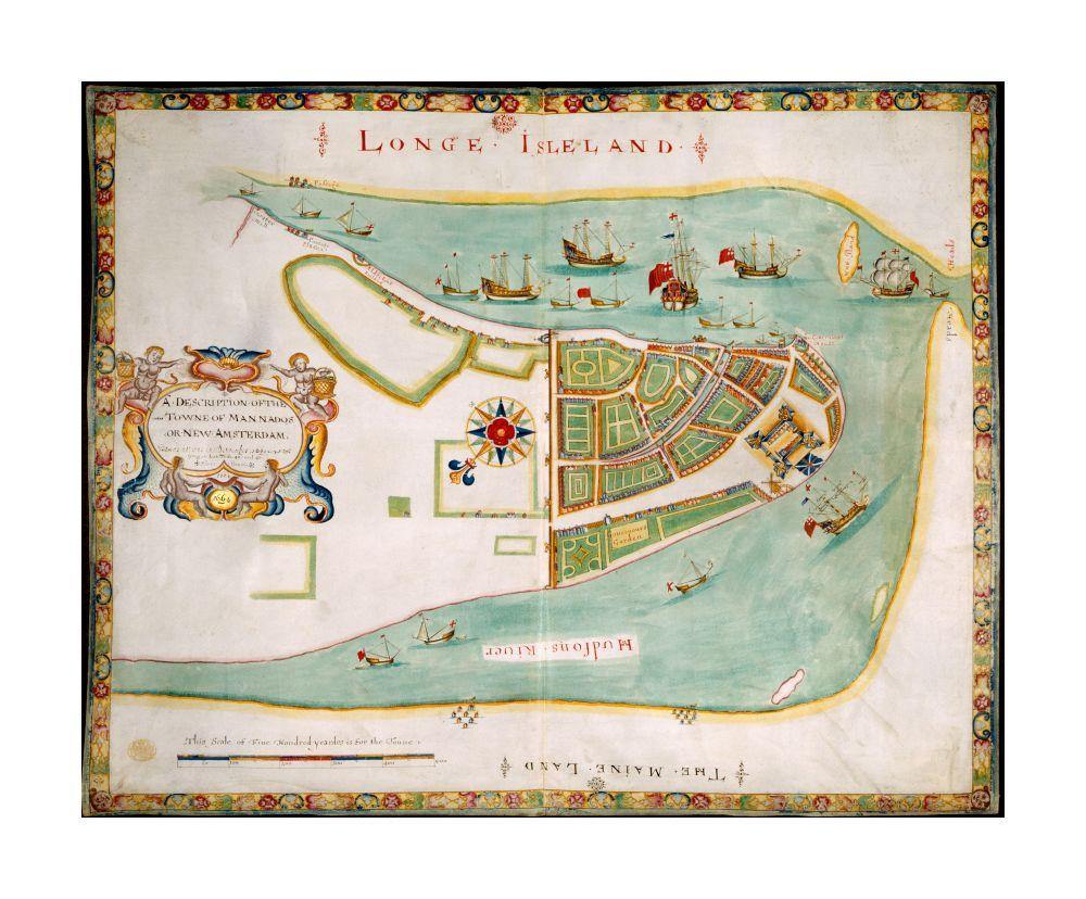 1664 Map New York | New York | A DESCRIPTION OF THE TOWNE OF MANNADOS OR NEW AMSTERDAM as it was in September 1661 lying in Latitude 40 de: and 40,: Anno Domini 1664 The so-called "Duke's Plan" of New York - named for James, Duke of York. Named the "Duke - New York Map Company