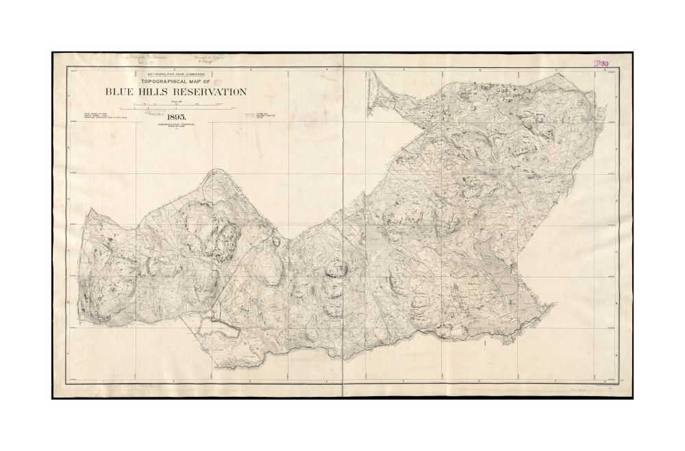 1895 Map | Norfolk | Blue Hills Reservation Topographical of Blue Hills Reservation and spot heights.