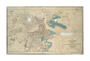 1894 Map | Boston Harbor | of Boston proper, Charlestown, South Boston and East Boston: showing original territory of old Boston, the areas filled and reclaimed from tide water and the areas available for future reclamation... port of Boston Oriented wit