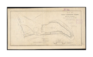 1853 Map | Boston Harbor | of Great Brewster Island, Boston Harbor: showing the abrasion from 1820 to 1851 inclusive Oriented with north toward the upper right. Includes section of catch gravel. "Reduced from a copy furnished by Bt. Brig. Genl. J.G. Tott