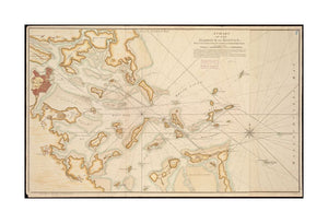 1776 Map | Boston Harbor | A chart of the Harbour of Boston, with the soundings, sailing-marks, and other directions Depth shown by soundings. Shows fortifications and settlements. Appears in the North American Pilot for New England, New York... London: