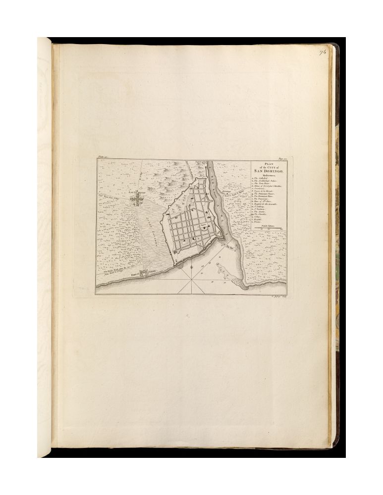1768 Map Dominican Republic | Distrito Nacional | Santo Domingo Plan of the city of San Domingo Relief shown pictorially. Includes references. In upper left: plate 30. In upper right: page 94. Appears in Jefferys' General topography of North America and - New York Map Company