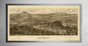 1868 Map United Kingdom|Edinburgh|Edinburgh Bird's-eye view. "Supplement to the
