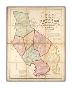 1855 Map | Bristol | Raynham of the town of Raynham, Bristol County, Mass: surveyed by order of the town Shows buildings with names of property owners and town districts. Includes historical note.