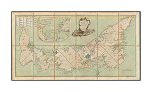 1775 Map Canada | Prince Edward Island | A plan of the island of St. John with the divisions of the counties, parishes, and the lots as granted by government, likewise the soundings round the coast and harbours Oriented with north toward the upper left. - New York Map Company