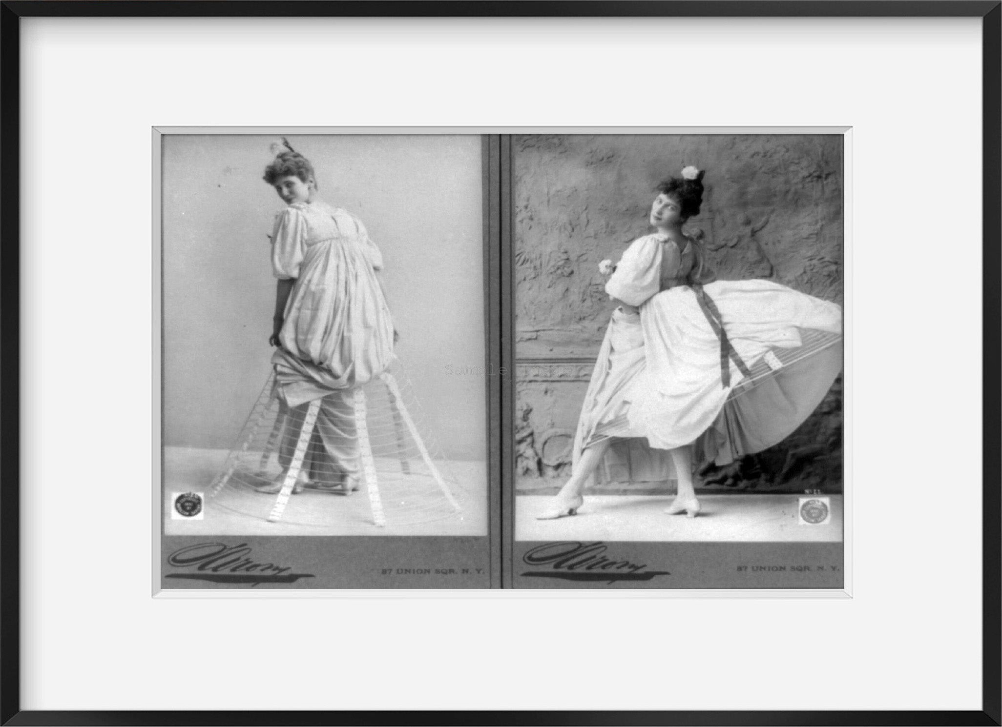 Photo: Hoop skirt, two prints, woman, Napolean Sarony