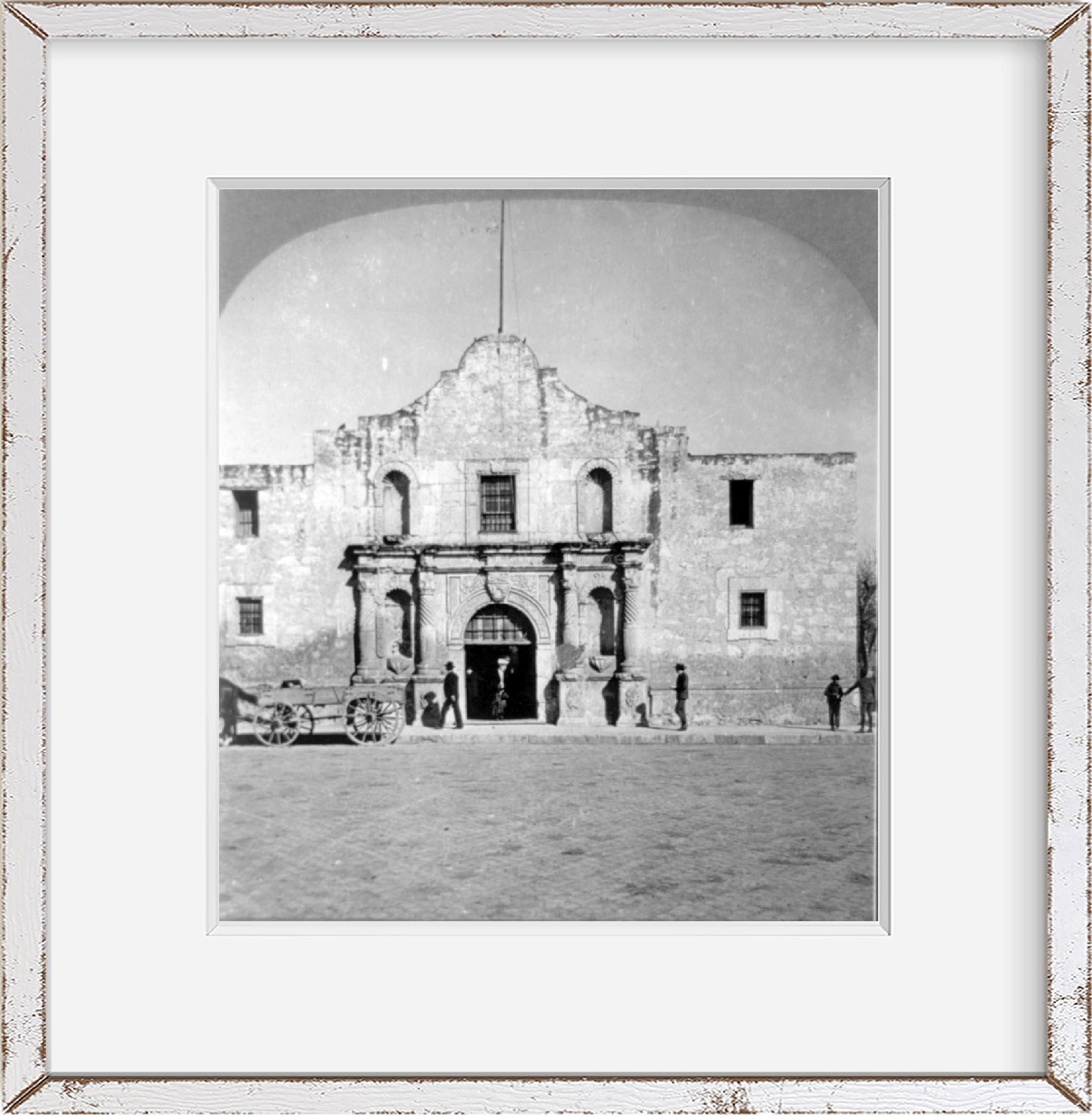 Photo: The Alamo, San Antonio, Texas, TX, Bexar County, 1909, people, wagon