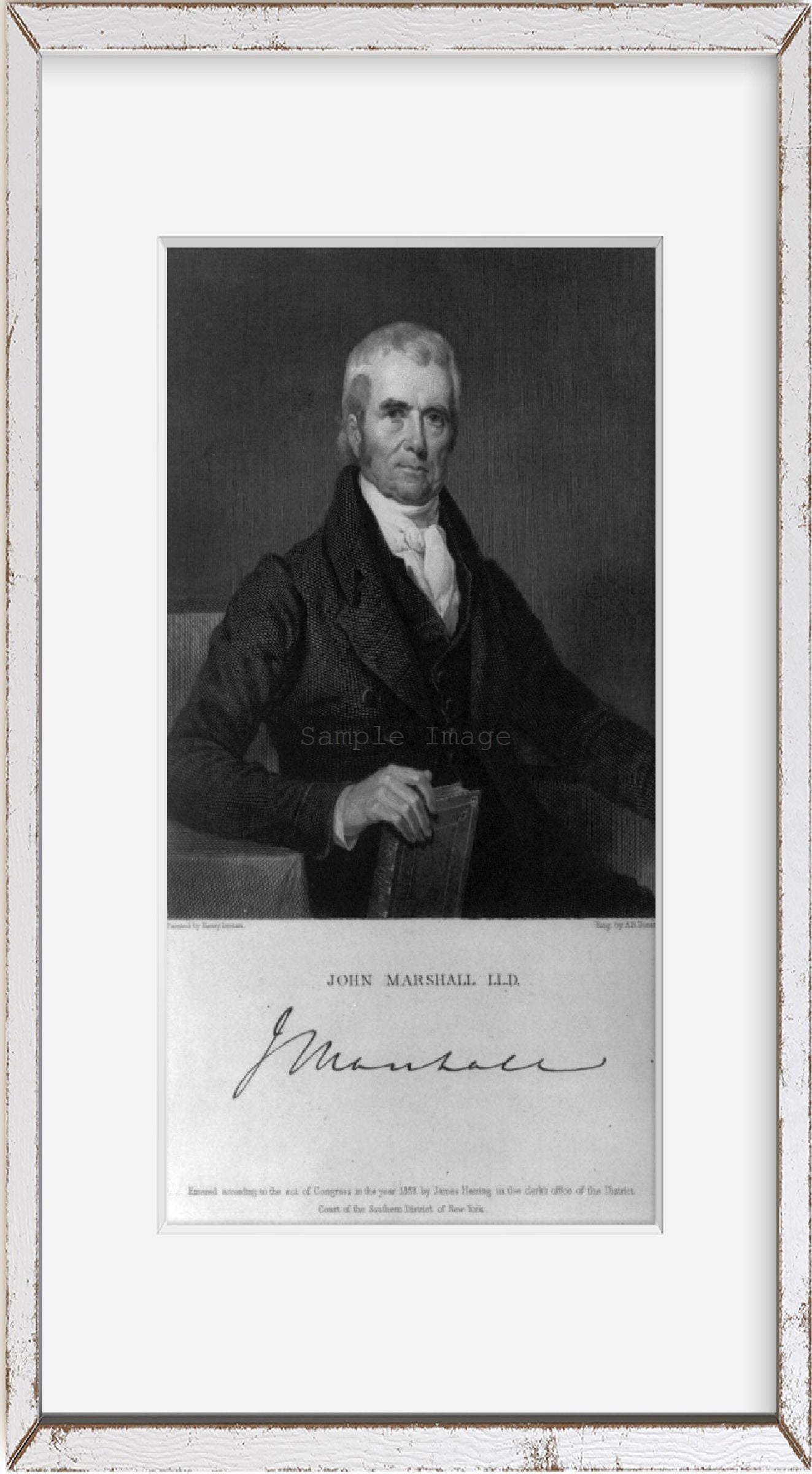 Vintage 1833 print: John Marshall, L.L. D.