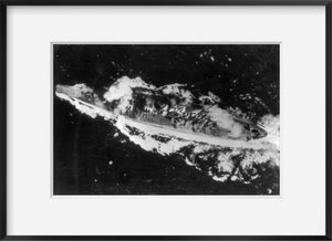 1944 photograph of Japanese battleship, Yamato damaged by U.S. bombs, Oct. 25, 1