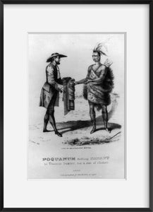 Vintage photograph: Poquanum selling Nahaut to Thomas Dexter for a suit of cloth